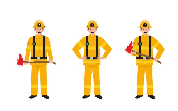 Vector illustration of Firefighters in a flat style vector illustration