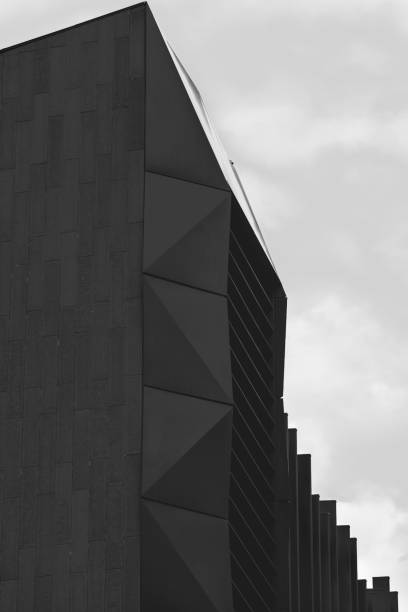 Brutal building facade in black and white