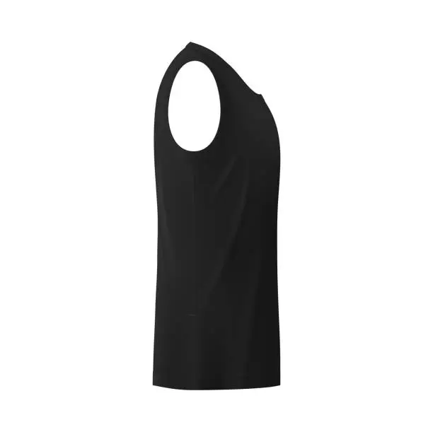 Vector illustration of Realistic black male singlet mockup side view