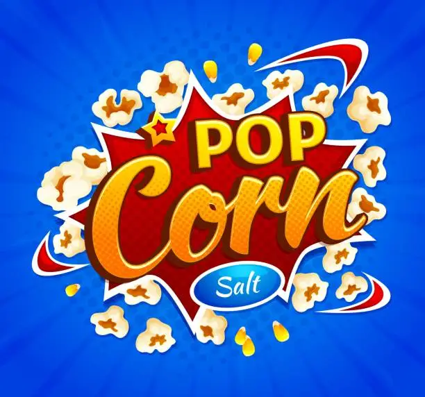 Vector illustration of Cartoon movie pop corn burst, popcorn explosion