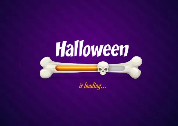 Vector illustration of Halloween loading bar with bone and skull status