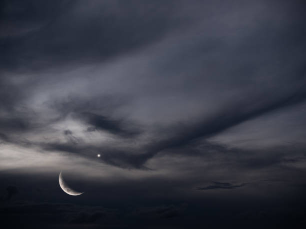 istock Ramadan Sky Moon Star Islam sunset Background, Night Crescent Moon Skylight Dark Blue Night Landscape Evening Dua Mubarak Muslim Islamic Eid Islamic Mubarak Greeting Kareem Ramazan Jumada Safar 1628766532