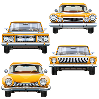 Vector Yellow Cars isolated on white background