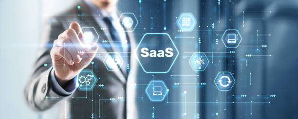 SaaS software as a service concept with hand pressing a button SaaS software as a service concept with hand pressing a button. SaaS SEO stock pictures, royalty-free photos & images