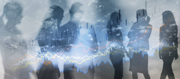 istock Business finance growth graph chart analysing diagram trading and forex exchange concept double exposure 1628781019