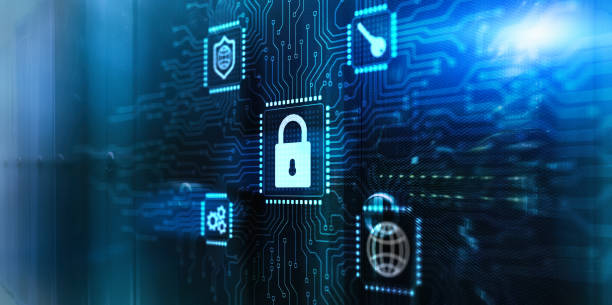 istock Cyber Security Data Protection Business Privacy concept. 3d Electronic Circuit Board Chip 1628781532