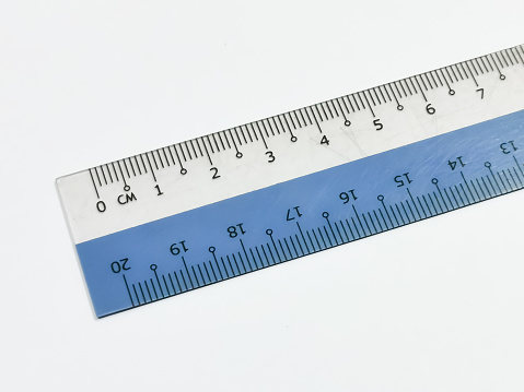 Top view plastic ruler isolated on white background with clipping path.