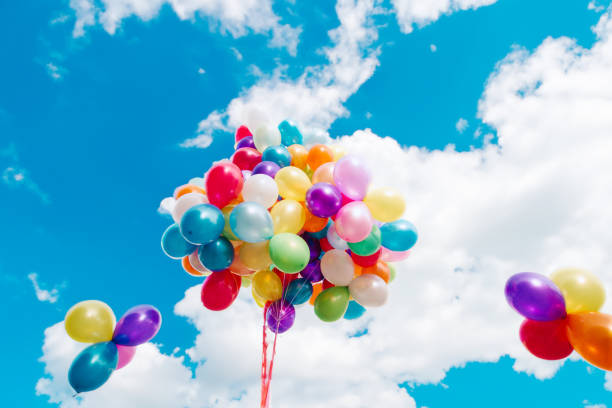 istock Colorful balloons in the sky 1628793202