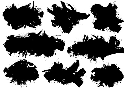 istock Black distressed grunge paint textured vector illustrations 1628801269