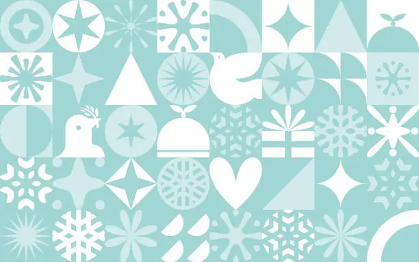 Vector illustration of Seamless retro blue Christmas card or wallpaper design