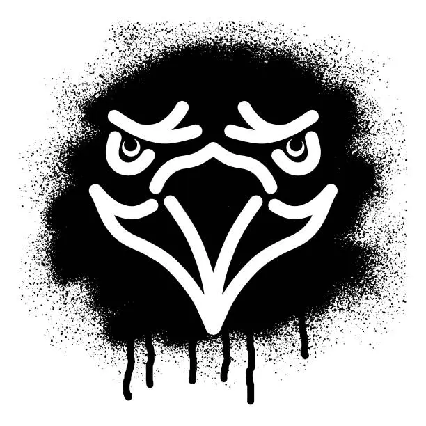 Vector illustration of Eagle face stencil graffiti with black spray paint