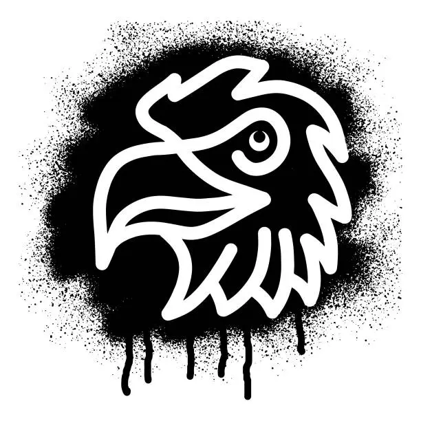 Vector illustration of Eagle head stencil graffiti with black spray paint