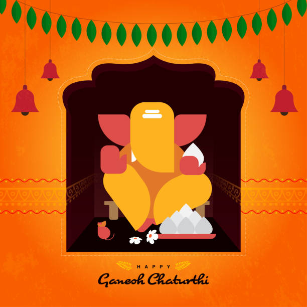 wektorowa ilustracja pana ganeshy na festiwal ganesh chaturthi - happy holidays stock illustrations