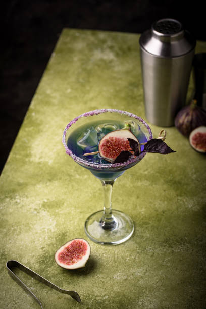 istock Purple fig cocktail or mocktail in glass 1628838224