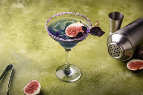 istock Purple fig cocktail or mocktail in glass 1628838241