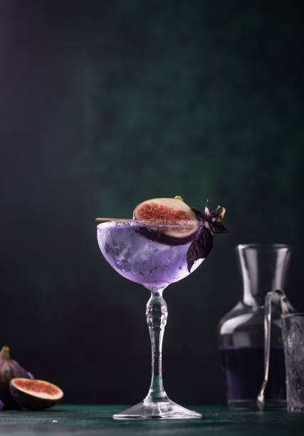 istock Purple fig cocktail or mocktail in glass 1628838760