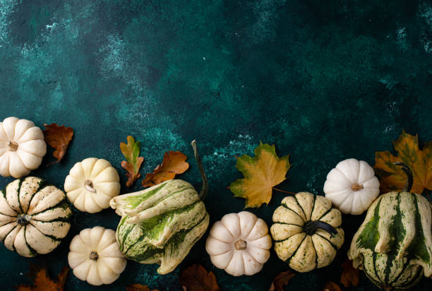 istock Autumn fall background with pumpkins 1628840386