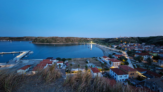 Island Susak by night and centre of city