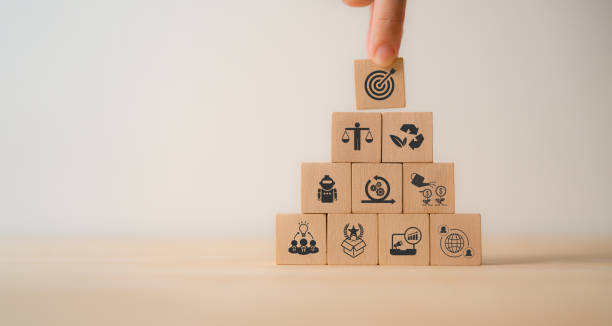 istock Business development and sustainability concept. Balance economic growth with environmental protection and social responsibility. Ethics business, technology transformation. ESG concept. 1628843768
