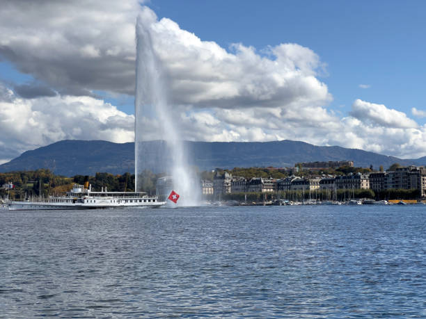 istock Fountain and boats, Lake Geneva 1628856661