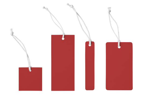 istock Various shape of blank red paper label or cloth tag set isolated on white background 1628880641