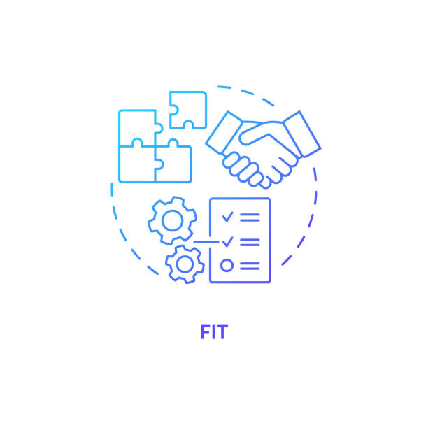 2D fit gradient thin line icon concept 2D fit gradient thin line icon concept, isolated vector, blue illustration representing vendor management. supplier relationship management stock illustrations