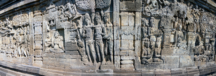 Frieze in Borobudur Temple, Yogyakarta, Java Island - Indonesia