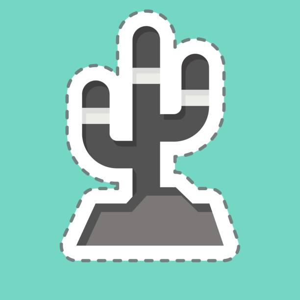 Sticker line cut Cactus. related to American Indigenous symbol. simple design editable. simple illustration Sticker line cut Cactus. related to American Indigenous symbol. simple design editable. simple illustration thanksgiving live wallpaper stock illustrations
