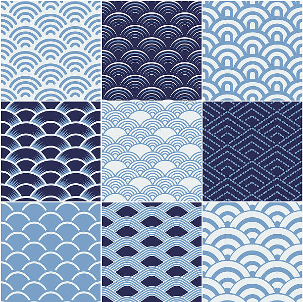 seamless ocean wave pattern seamless ocean wave pattern seigaiha stock illustrations