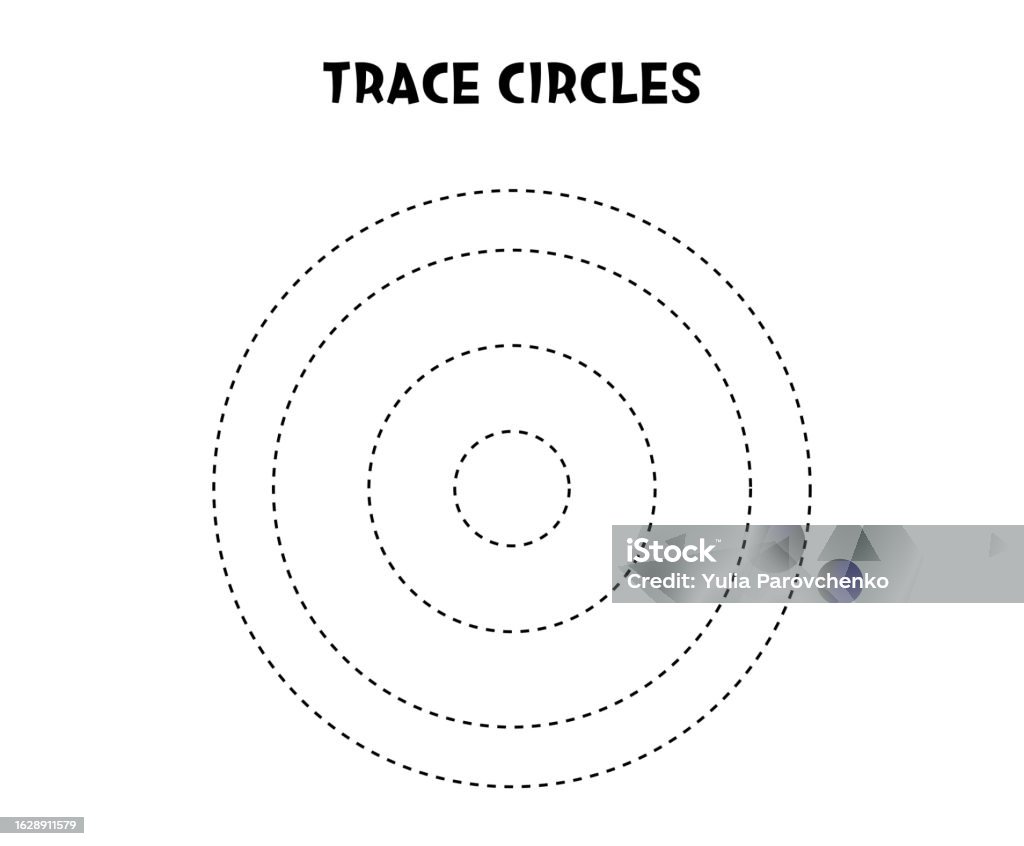 Sircle Shape Trace Circle Basic Geometric Shapes Educational Game Worksheet For Kids ...