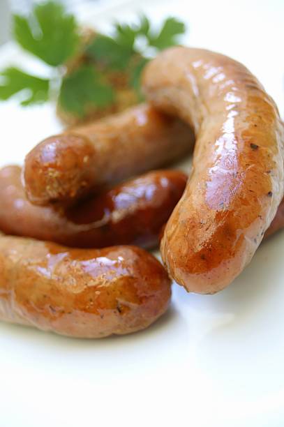 istock Cooked English sausages with parsley 162891294