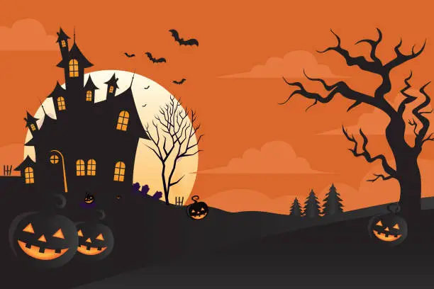 Vector illustration of Halloween background flat vector illustration