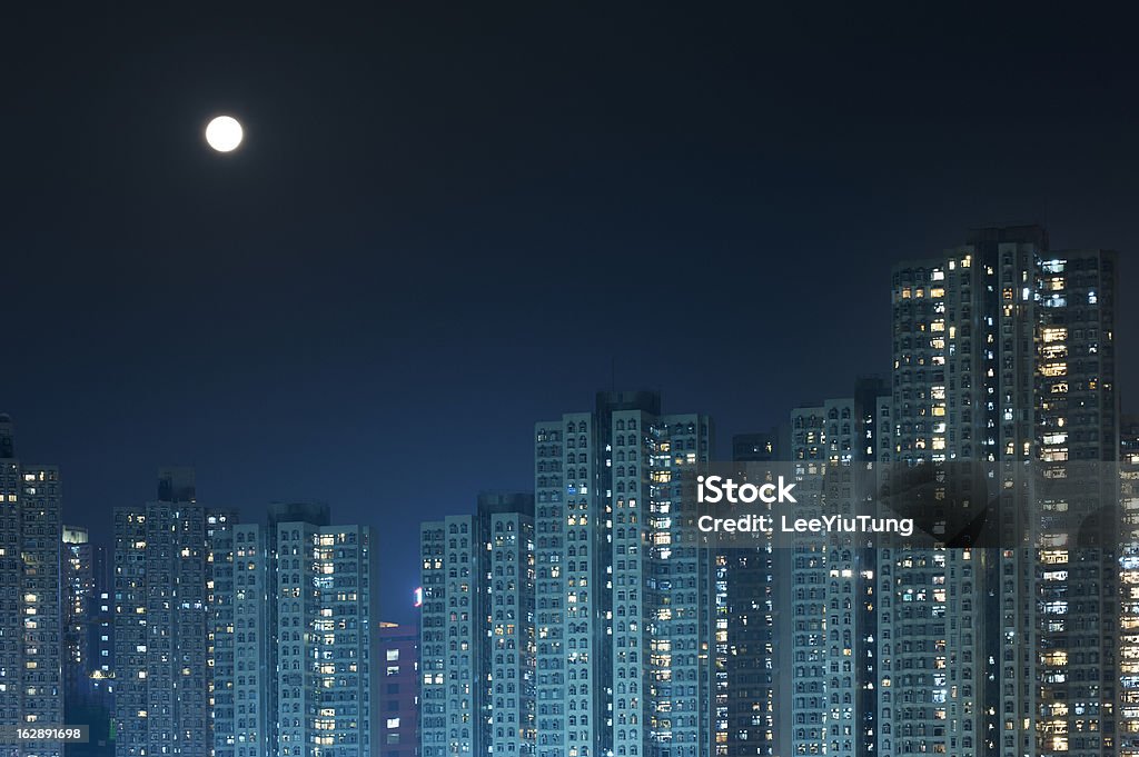 Hong Kong città di notte - Foto stock royalty-free di A forma di blocco
