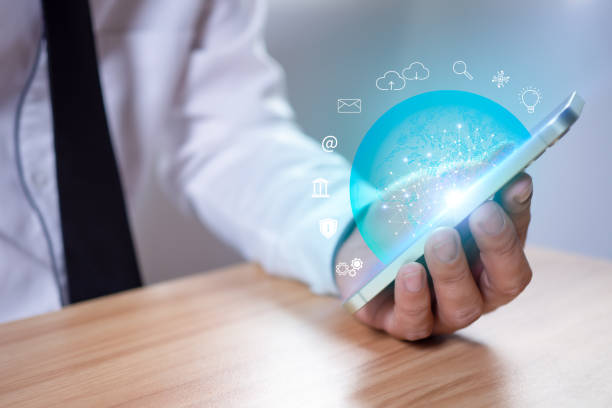 istock Businessman working on mobile phone connecting business network. Network concept. Global business concept. Information exchange concept. 1628923699