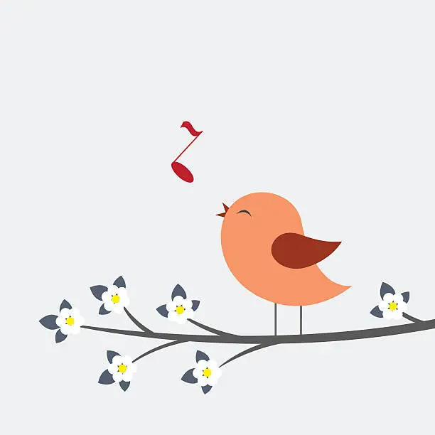 Vector illustration of Cute bird sings