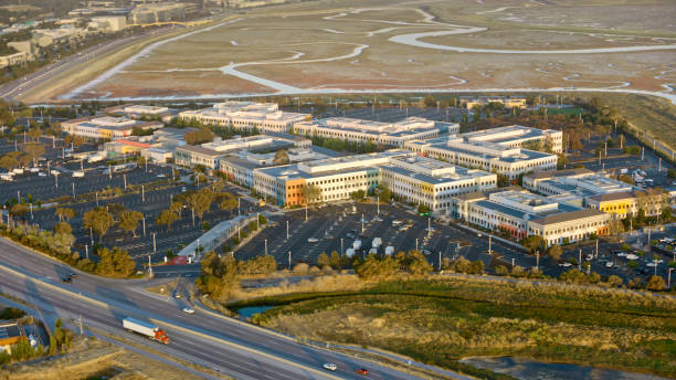 Menlo Park, California / USA - December 22, 2022: Aerial view of Meta Headquarters and Nature Reservation Bedwell.Meta, formerly named Facebook, Inc., and TheFacebook, Inc. is an American multinational technology conglomerate based in Menlo Park, California. The company owns and operates Facebook, Instagram, Threads, and WhatsApp.