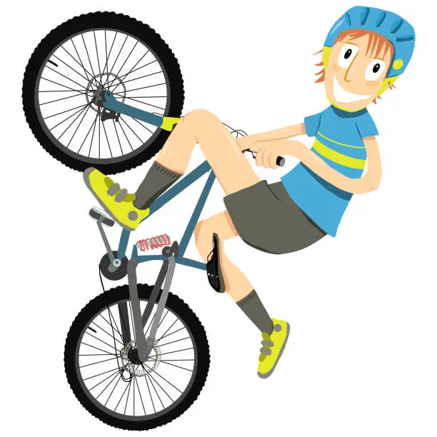 Vector illustration of Cyclist jumping. Bmx jump.
