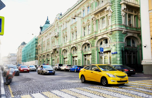 Taxi on Moscow Street. Russia, Europe.