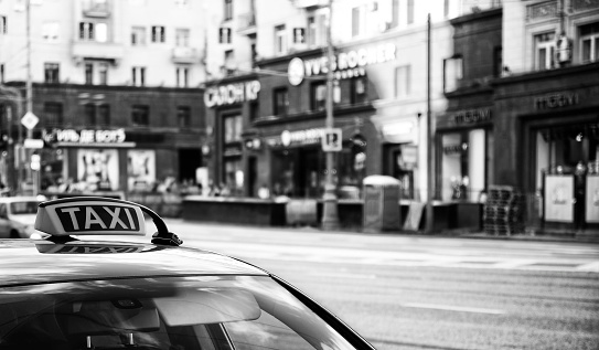 Taxi on Moscow Street. Russia, Europe.