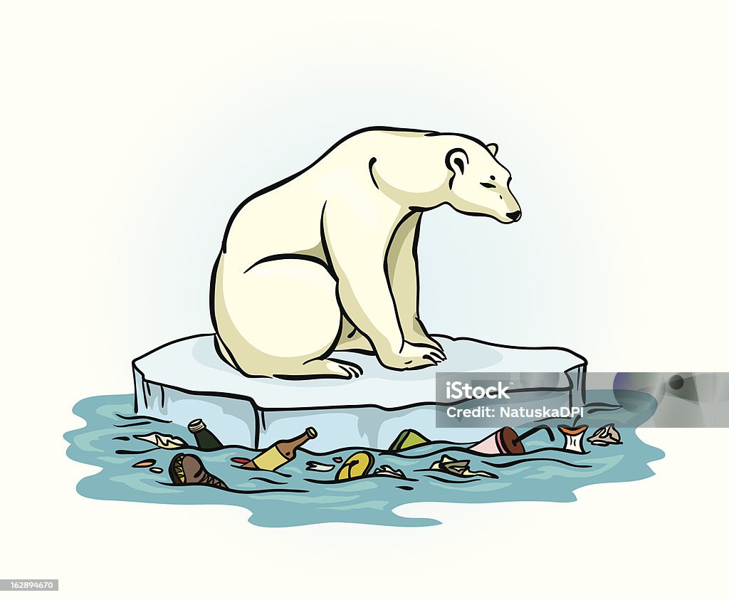 Eisbär und verschmutzt Meer - Lizenzfrei Arktis Vektorgrafik