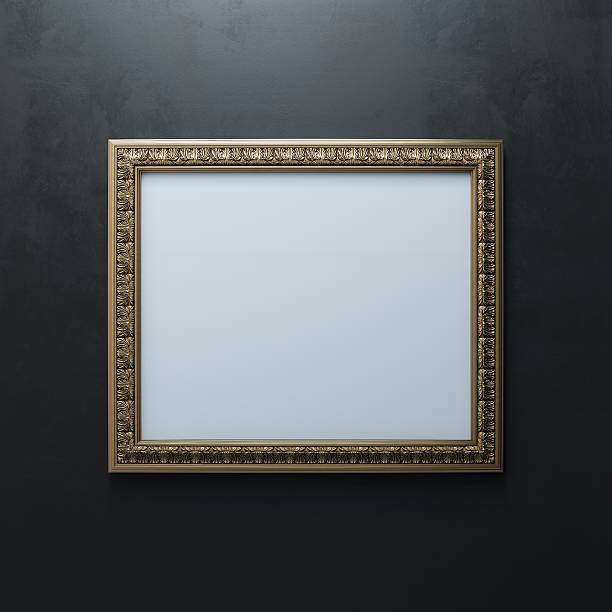 istock Classic Golden Carved Frame On Black Wall (Rectangle Horizontal Version) 162895002