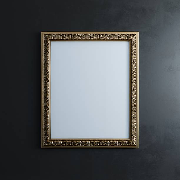 istock Classic Golden Carved Frame On Black Wall (Rectangle Vertical Version) 162895025
