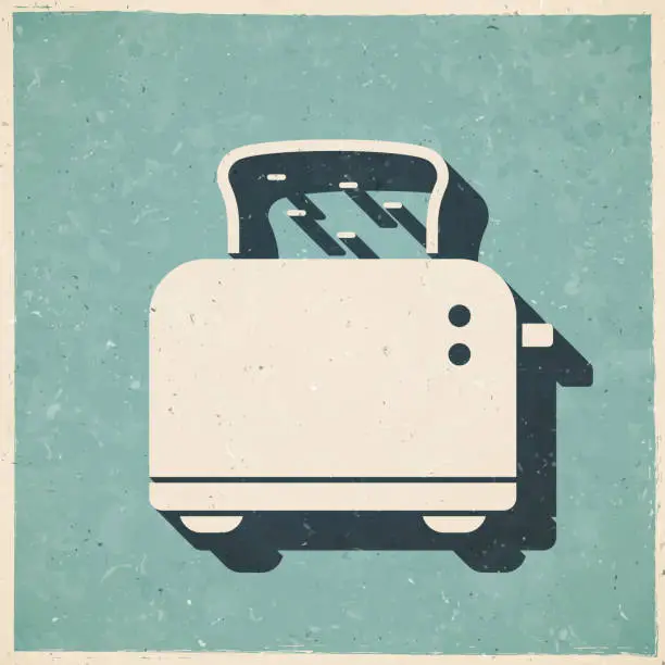 Vector illustration of Toaster. Icon in retro vintage style - Old textured paper