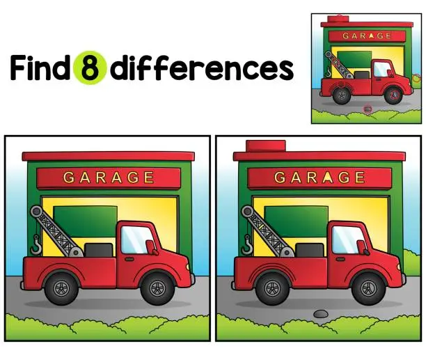 Vector illustration of Tow Vehicle Find The Differences