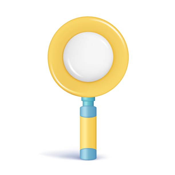 istock Realistic 3d glossy search icon, loupe search. Decorative cartoon magnifier finding 3d element, research icon, magnifying glass symbol. Abstract vector illustration isolated on a white background 1629001601