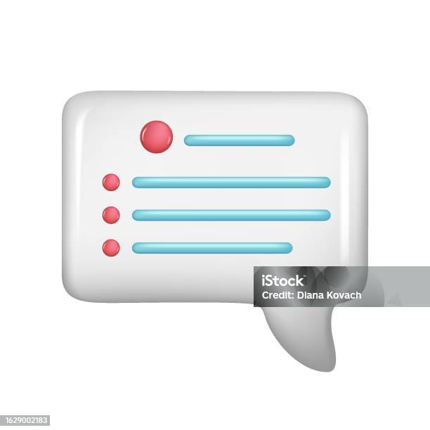 Realistic 3d White Speech Bubble Message Button Chat Box With Talk ...