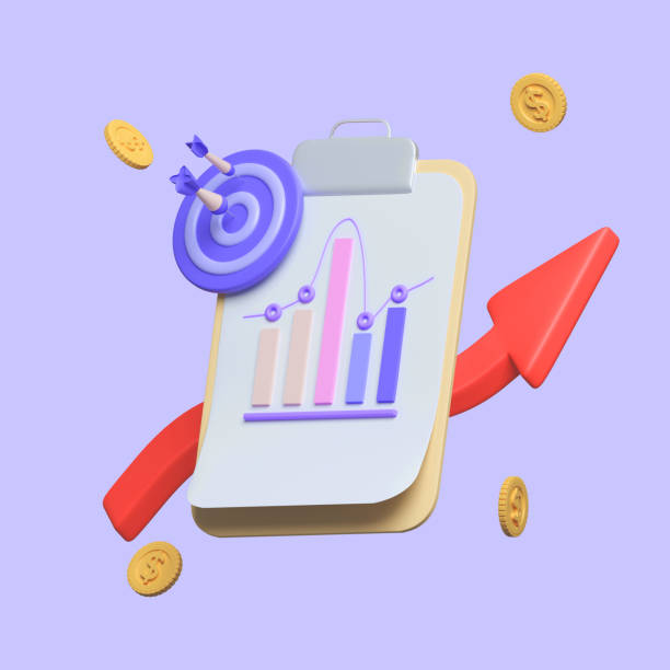 istock Cartoon clipboard with business idea goals on project plan, analytics icon. Business chart idea concept. direction and growth, planning with clipping path. 3d render illustration. 1629009445