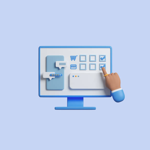 istock 3d Render. Online shopping on the website by computer desktop. Online store interface, shopping ux ui on web browser 1629013911