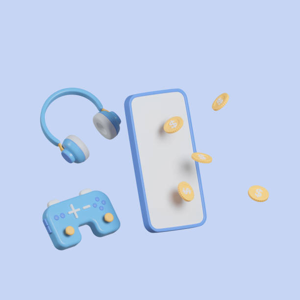 istock 3D mobile phone with head phone and joy stick. icon clipping path. 3d render illustration. 1629016169