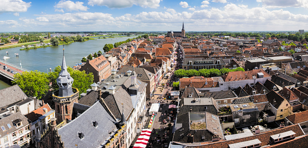 View over the Hanseatic league city Kampen in Overijssel, The Netherlands during a beautiful summer day.